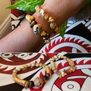 Mookaite and jasper bracelet set